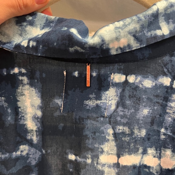 Misa Los Angeles Blue Tie-Dye Floral Maxi Dress WITH BELT! SIZE L - Picture 7 of 10